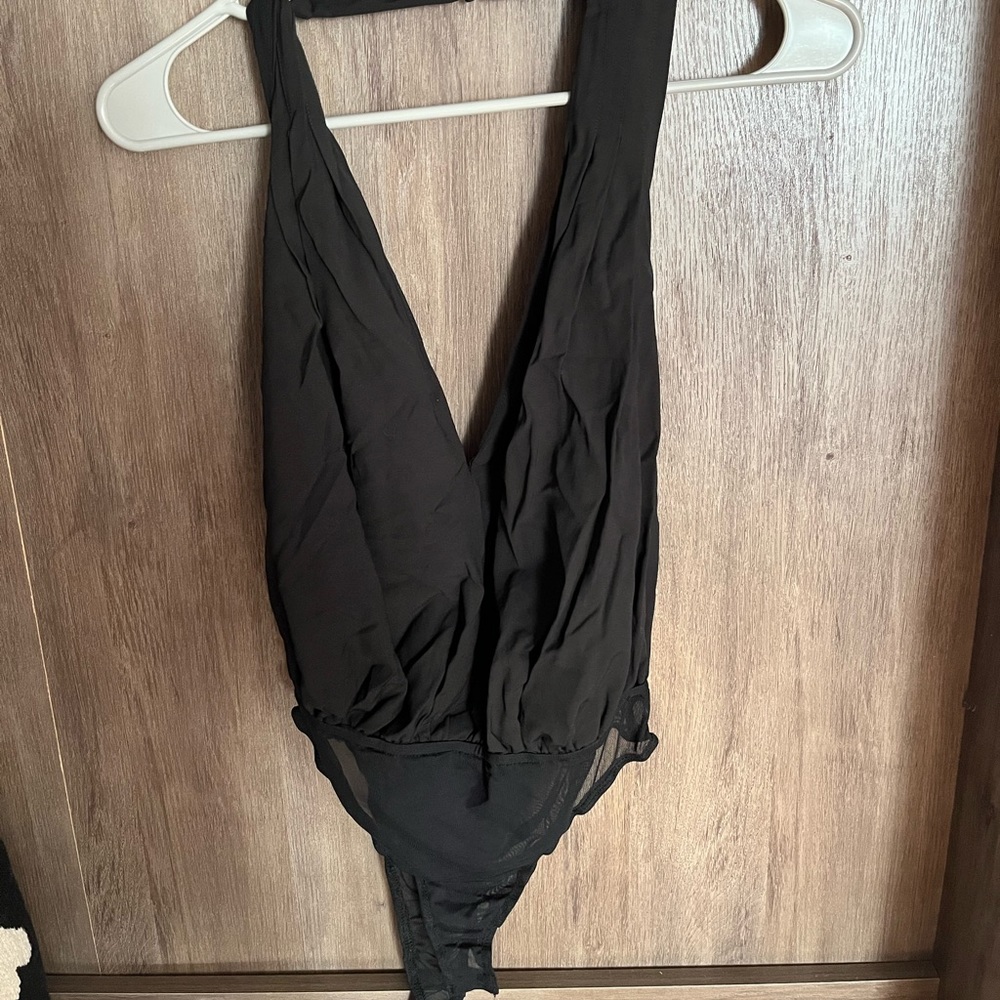 Small black halter bodysuit
